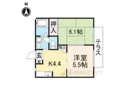 ハオス・フロイデB(2K/1階)の間取り写真