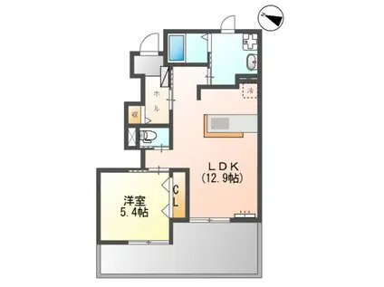 KRONOS(1LDK/1階)の間取り写真