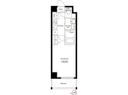 ハーモニーレジデンス新宿御苑THEイースト(1K/4階)の間取り写真