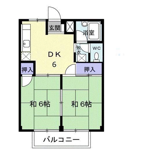 シティーハイツ小八木 B(2DK/2階)の間取り写真