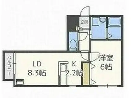 メープル豊平公園(1LDK/2階)の間取り写真