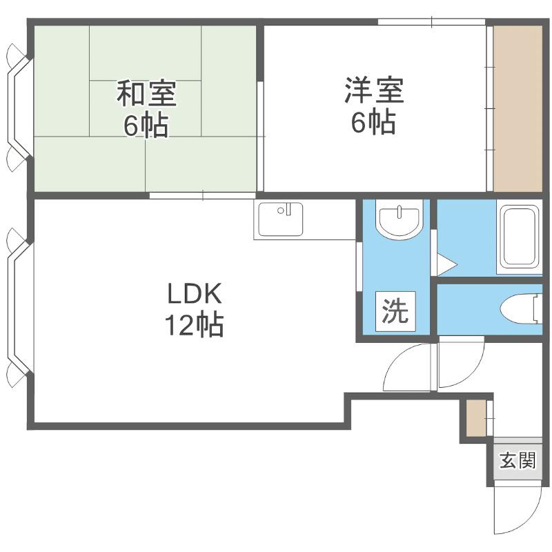 アバカスヴィラ月寒(2LDK/3階)の間取り写真