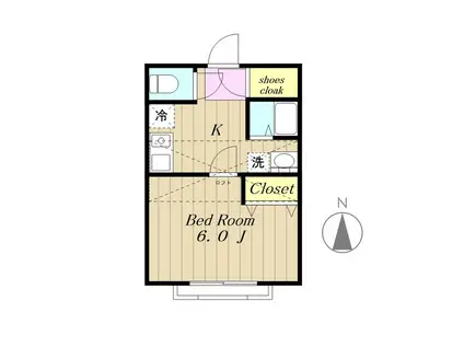 ルミエールI(1K/2階)の間取り写真