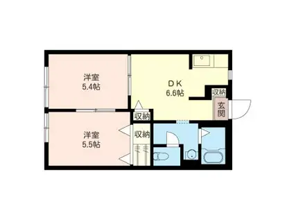 ファミール中央林間 A・B(2DK/1階)の間取り写真