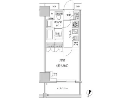 パークハビオ渋谷本町レジデンス(1K/8階)の間取り写真