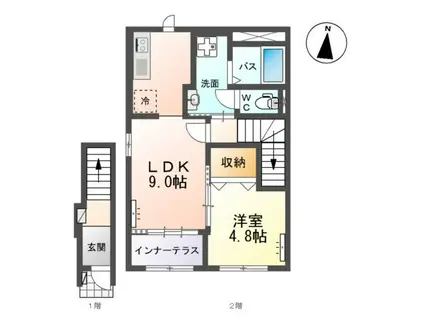 イーストコーポII(1LDK/2階)の間取り写真