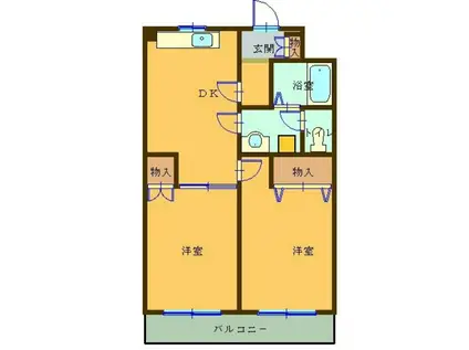パールハイツ(2DK/2階)の間取り写真