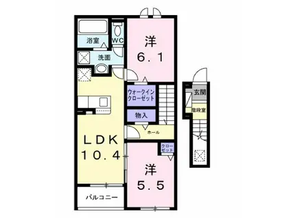 ファインブルク・K III(2LDK/2階)の間取り写真
