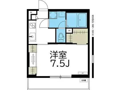 リブリ・モーリー(1K/2階)の間取り写真