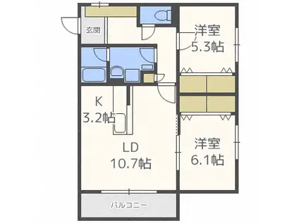 グレーシアK(2LDK/1階)の間取り写真