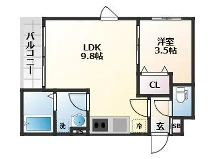 宮千代1丁目アパート(1LDK/2階)の間取り写真