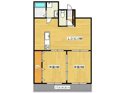 プレミアコート(2LDK/2階)の間取り写真