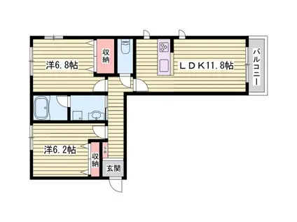 イン フローラ 大島(2LDK/3階)の間取り写真