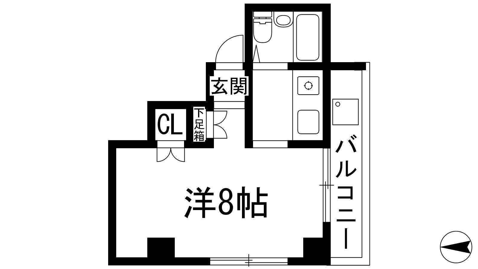 グランディア甲東園(ワンルーム/2階)の間取り写真