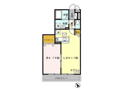 フォリオ春日部(1LDK/1階)の間取り写真