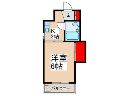 パーシモンハイツ(1K/3階)の間取り写真