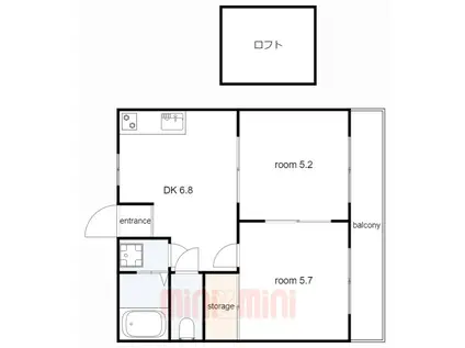 ルナメイト(2K/2階)の間取り写真