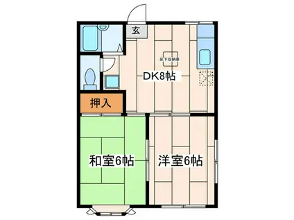 メゾンふじ(2DK/2階)の間取り写真