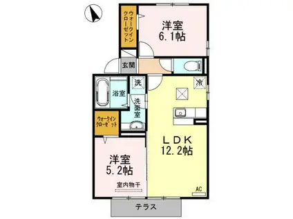 シャンポール(2LDK/1階)の間取り写真