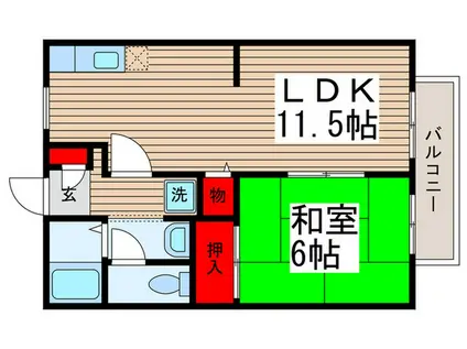 パークハイツA(1LDK/2階)の間取り写真