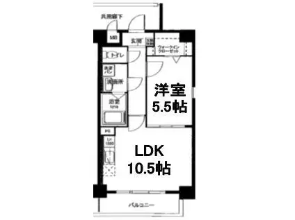 モントーレヒルズ東櫛原(1LDK/2階)の間取り写真