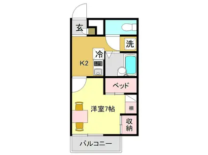 ディアコート(1K/1階)の間取り写真