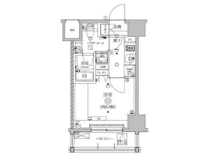 クオリタス南大井(1K/10階)の間取り写真