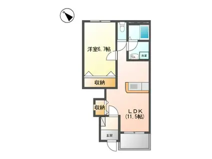 シルフィード三木(1LDK/1階)の間取り写真