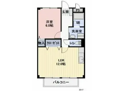 リンピアアメニティヒルズ・こいわい(1LDK/1階)の間取り写真