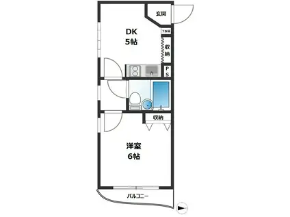 ラ・レジダンス・ド・ラフィネ(1DK/2階)の間取り写真