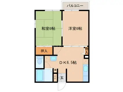 コージーコート(2DK/2階)の間取り写真