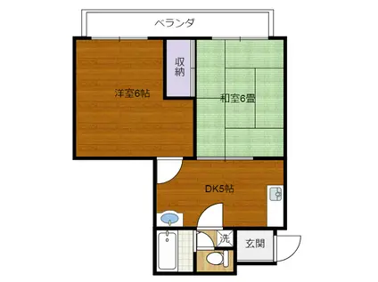 グランモア港ヶ丘(2DK/2階)の間取り写真