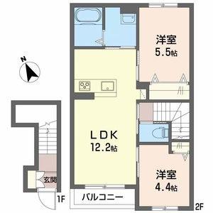 JR福知山線 相野駅 徒歩158分 2階建 築1年(2LDK/2階)の間取り写真