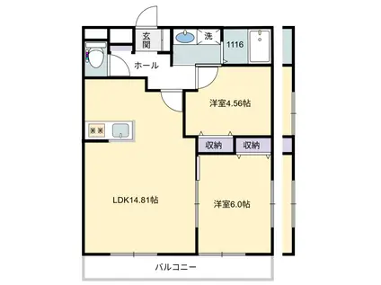 センチュリーヒルズ新鎌ヶ谷(2LDK/2階)の間取り写真