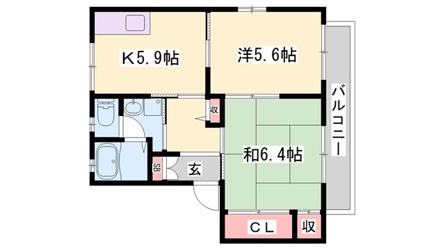 プレミール上中(2K/1階)の間取り写真