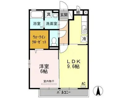 I ・パラッツオ(1LDK/2階)の間取り写真