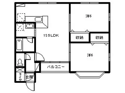ワーハウス2001(2LDK/1階)の間取り写真