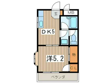 エステート鹿島(1DK/4階)の間取り写真
