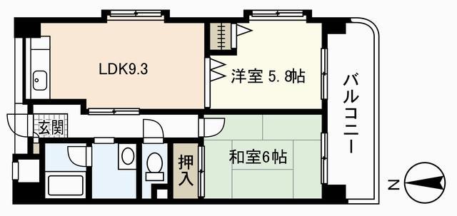 ルーヴル楠木(2LDK/2階)の間取り写真