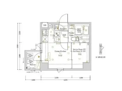 LOG東京スカイツリー(1DK/8階)の間取り写真