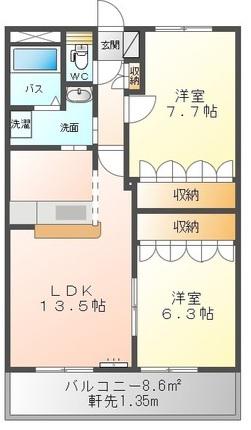 プロニティ21(2LDK/2階)の間取り写真