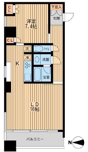 ドゥーエ清澄白河(1LDK/5階)の間取り写真