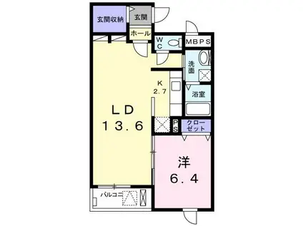 LILL 登町(1LDK/2階)の間取り写真