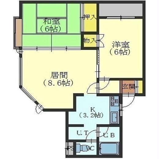 ジェイハウス(2LDK/2階)の間取り写真