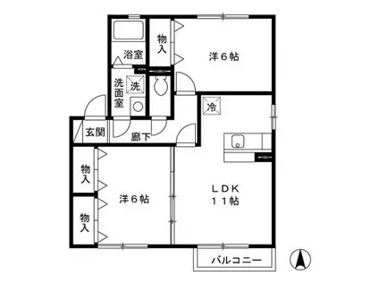 カーサベル(2LDK/1階)の間取り写真