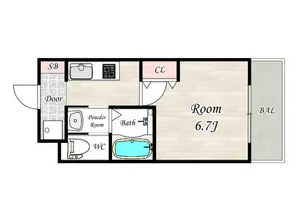 ROOST南武庫之荘(1K/1階)の間取り写真
