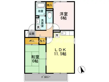 プロシード1(2LDK/2階)の間取り写真