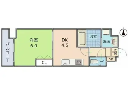 クローナコート烏丸御池(1DK/8階)の間取り写真