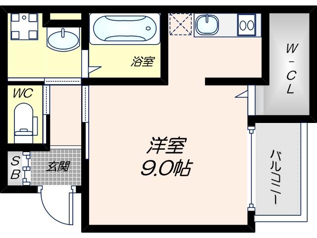 ディアコート矢田(1K/3階)の間取り写真