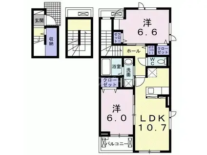 モナコI(2LDK/3階)の間取り写真